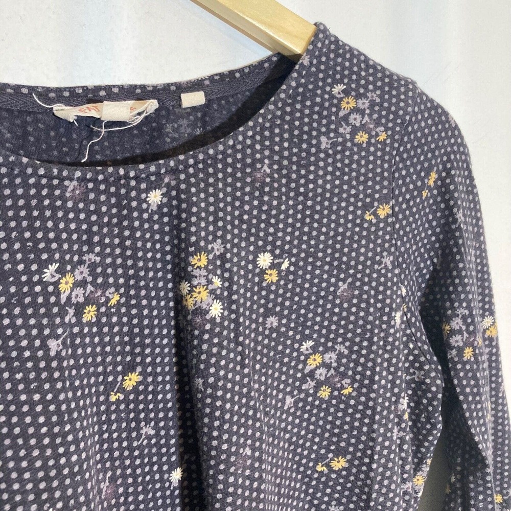 Fat Face Women's 6 Black Floral‎ Polka Dot 3/4 Sleeve Tiered Cotton Modal Blend